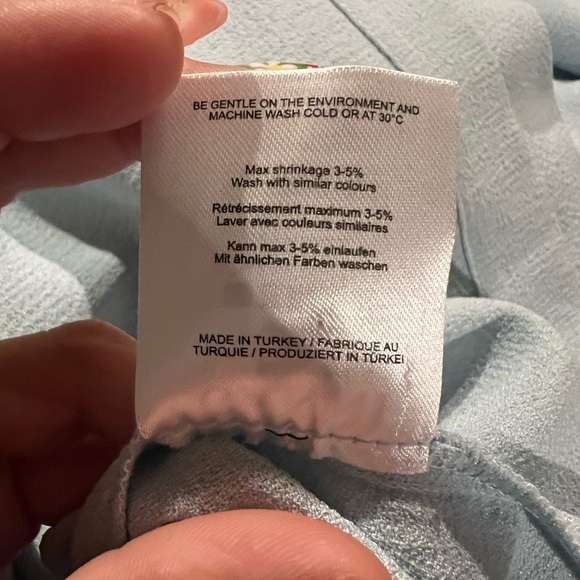 Ganni Women's Cold Shoulder Bow Dress Midi Clark Sterling Blue Size 36 - Picture 13 of 13